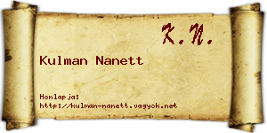 Kulman Nanett névjegykártya